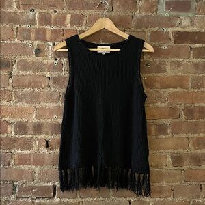 Pepin Black Fringe Knit Tank Top